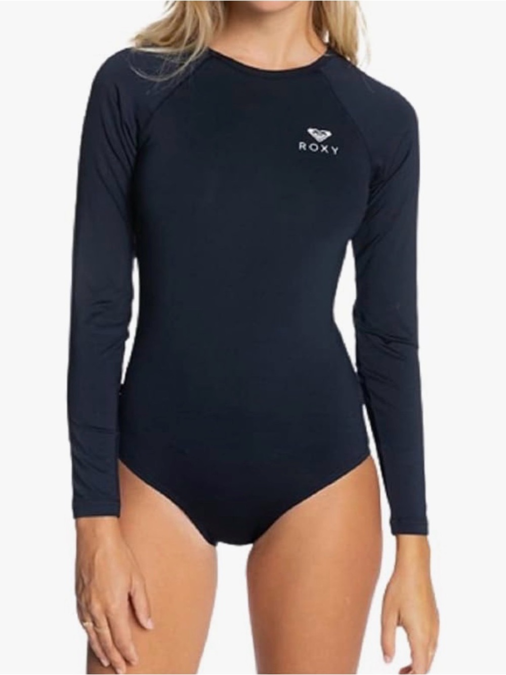 NWT Roxy Women’s Long Sleeve UPF 50 One Piece Rashguard Swimsuit Small Black $96